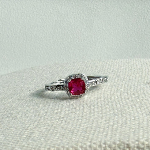 Pink Zirconia Silver Ring - Elegant & Romantic